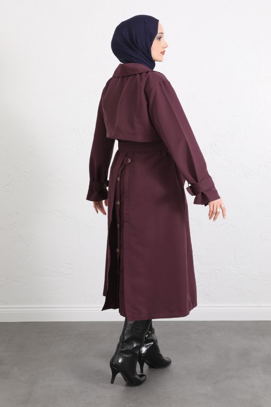 Arka Pile ve Düğme Detaylı Trençkot 5979 - MÜRDÜM