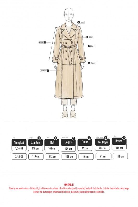 Arka Pile ve Düğme Detaylı Trençkot 5979 - HAKİ