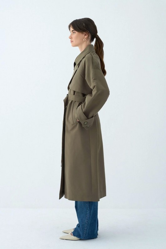 Cep Yaka Trençkot 5983 - KOYU HAKİ Cep Yaka Trençkot 5983 - KOYU HAKİ