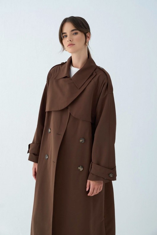 Cep Yaka Trençkot 5983 - KAHVERENGİ