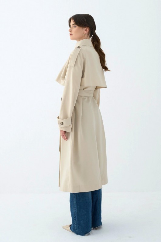 Cep Yaka Trençkot 5983 - TAŞ RENGİ