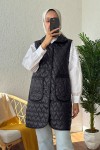6001 Çift Cepli Kapitone Yelek - SİYAH