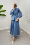 Bağcıklı Denim Etek Takım 6090 - MAVİ