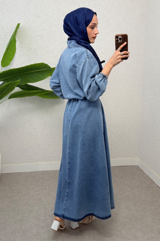 Denim Ceket Etek Takım 6119 - MAVİ