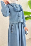 Fırfırlı Denim Etekli Takım 6120 - MAVİ Fırfırlı Denim Etekli Takım 6120 - MAVİ