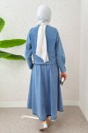 Fırfırlı Denim Etekli Takım 6120 - MAVİ Fırfırlı Denim Etekli Takım 6120 - MAVİ
