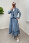 Fırfır Detaylı Denim Takım 6121 - MAVİ Fırfır Detaylı Denim Takım 6121 - MAVİ