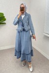 Fırfır Detaylı Denim Takım 6121 - MAVİ Fırfır Detaylı Denim Takım 6121 - MAVİ