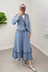 Fırfır Detaylı Denim Takım 6121 - MAVİ Fırfır Detaylı Denim Takım 6121 - MAVİ