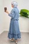 Fırfır Detaylı Denim Takım 6121 - MAVİ Fırfır Detaylı Denim Takım 6121 - MAVİ