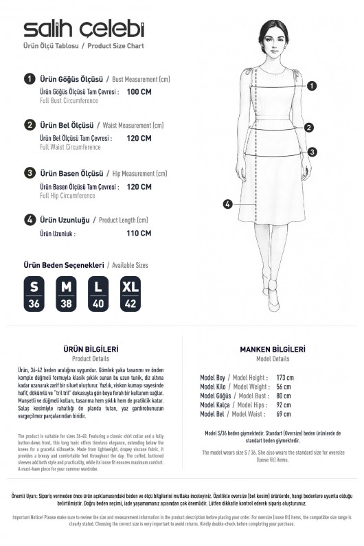 Düğmeli Uzun Tesettür Tunik 612139 - BEYAZ