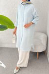 Düğmeli Uzun Tesettür Tunik 612139 - BEBE MAVİSİ