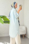 Düğmeli Uzun Tesettür Tunik 612139 - BEBE MAVİSİ