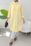 Düğmeli Uzun Tesettür Tunik 612139 - SARI