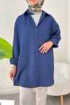 Düğmeli Tesettür Gömlek 613128 - LACİVERT
