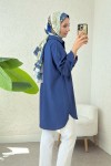 Düğmeli Tesettür Gömlek 613128 - LACİVERT