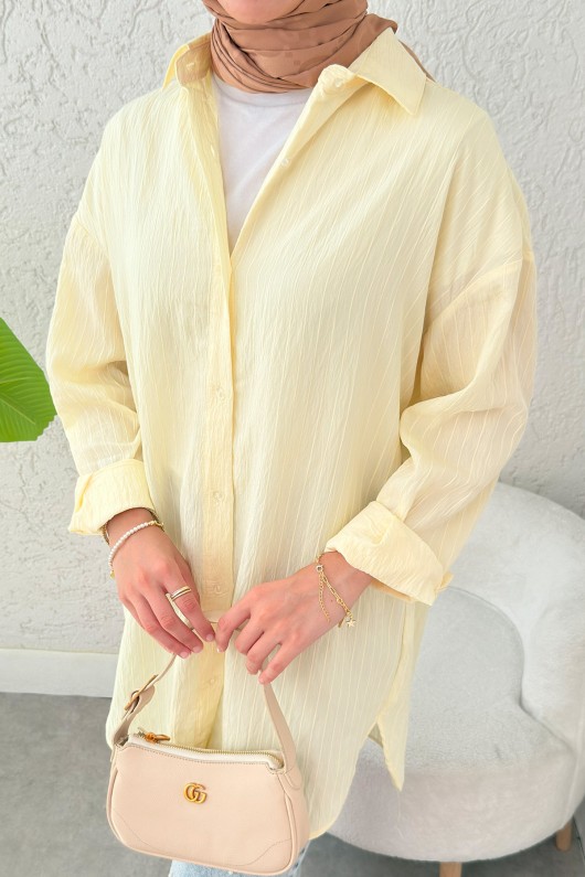 Düğmeli Tesettür Gömlek 613128 - SARI