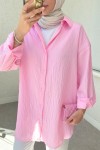 Düğmeli Tesettür Gömlek 613128 - PEMBE
