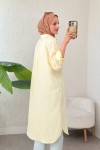 Çizgili Uzun Tesettür Tunik 613129 - SARI