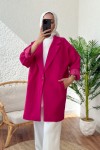 Tek Düğmeli Uzun Blazer Ceket 61529 - PEMBE