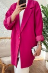 Tek Düğmeli Uzun Blazer Ceket 61529 - PEMBE