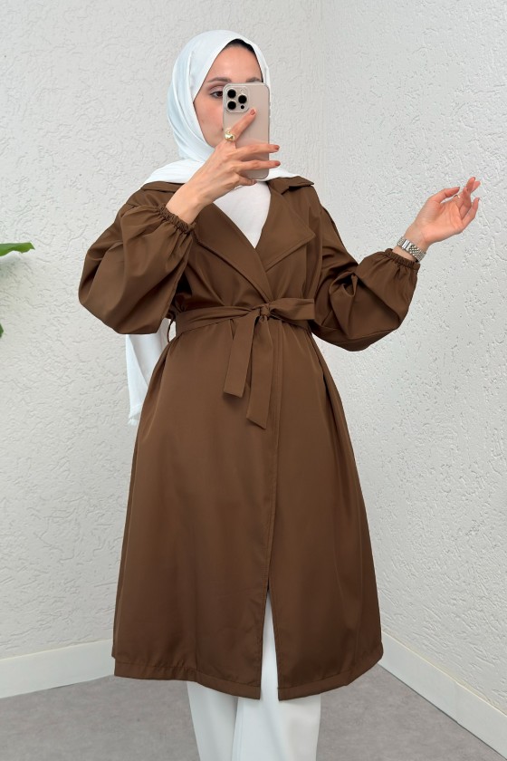 Kuşaklı Trençkot 61533 - KAHVERENGİ Kuşaklı Trençkot 61533 - KAHVERENGİ