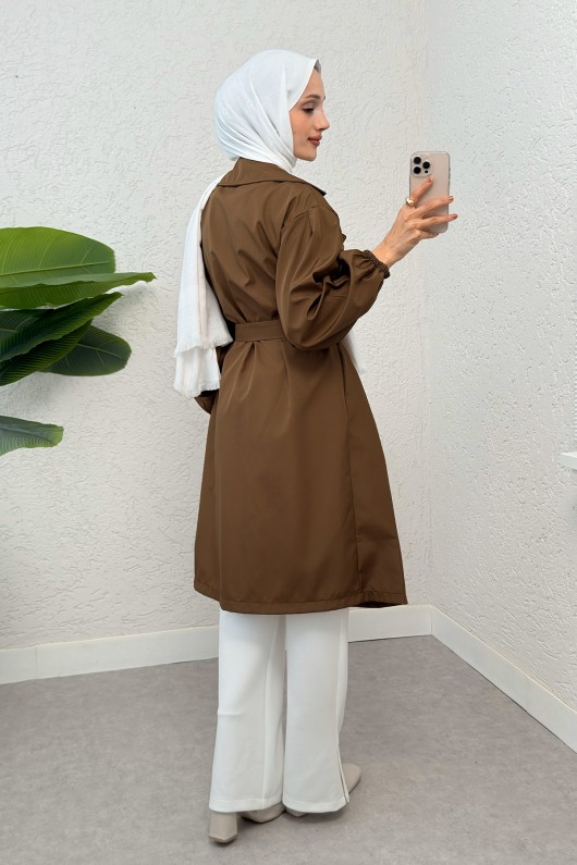 Kuşaklı Trençkot 61533 - KAHVERENGİ Kuşaklı Trençkot 61533 - KAHVERENGİ