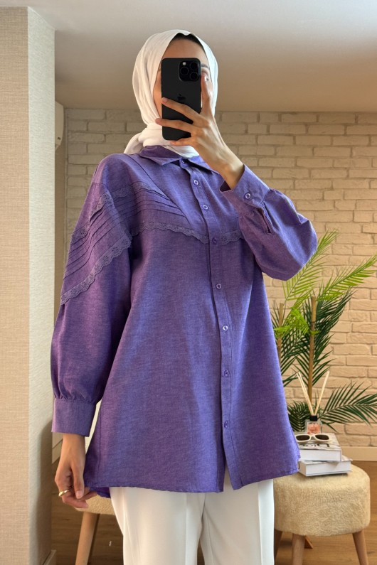 61631 Fisto Detaylı Tunik - MOR