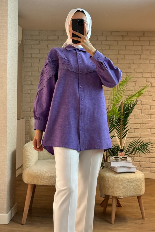 61631 Fisto Detaylı Tunik - MOR