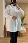 61631 Fisto Detaylı Tunik - BEYAZ