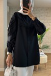 61631 Fisto Detaylı Tunik - SİYAH