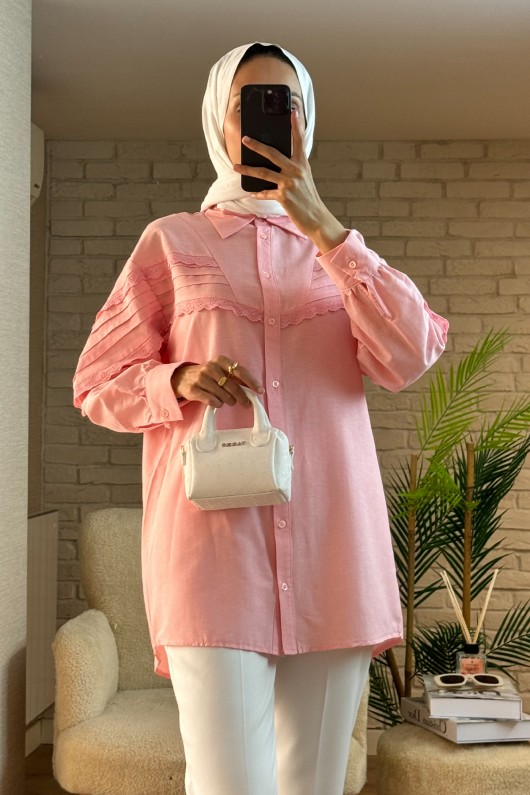 61631 Fisto Detaylı Tunik - PEMBE 61631 Fisto Detaylı Tunik - PEMBE
