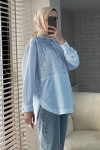 61640 Önü Dantel Detaylı Tunik - BEBE MAVİSİ