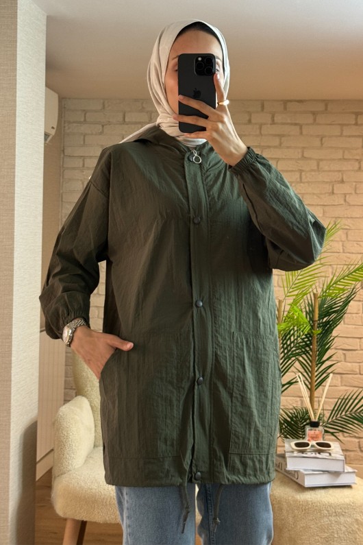 61649 Kapüşonlu Yağmurluk - HAKİ YEŞİLİ