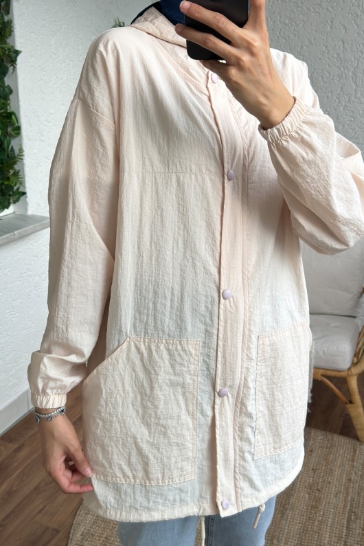 61649 Kapüşonlu Yağmurluk - BEJ