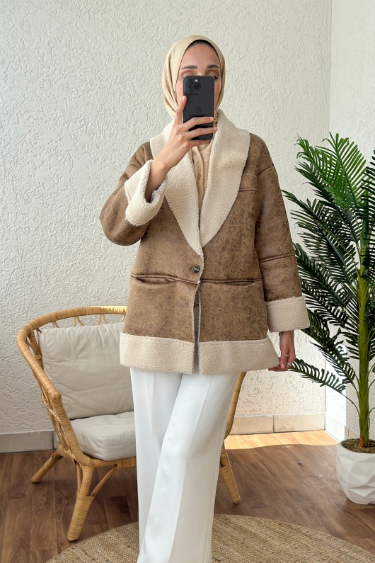 61652 İçi Peluşlu Kısa Mont - TABA