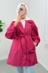 Balon Kol Kuşaklı Trençkot 61657 - FUŞYA