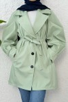 Balon Kol Kuşaklı Trençkot 61657 - SU YEŞİLİ