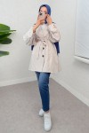 Balon Kol Kuşaklı Trençkot 61657 - TAŞ RENGİ