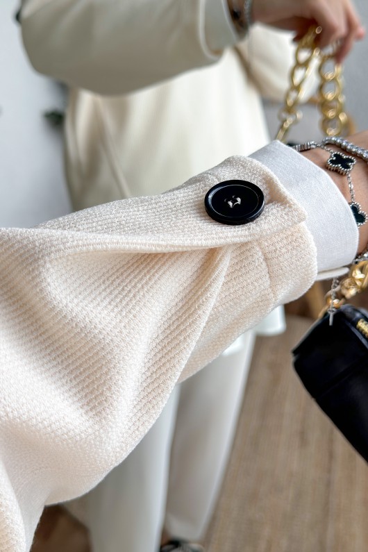 61659 Kol Düğme Detaylı Takım - BEJ