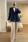61662 Tek Düğmeli Kaşe Ceket - LACİVERT