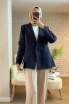 61662 Tek Düğmeli Kaşe Ceket - LACİVERT
