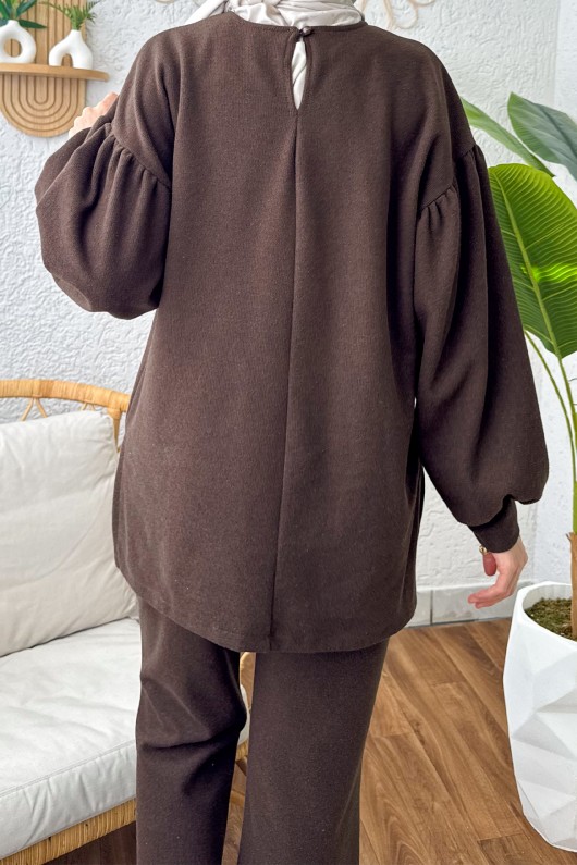 Paçası Yırtmaçlı Takım 61665 - KAHVERENGİ