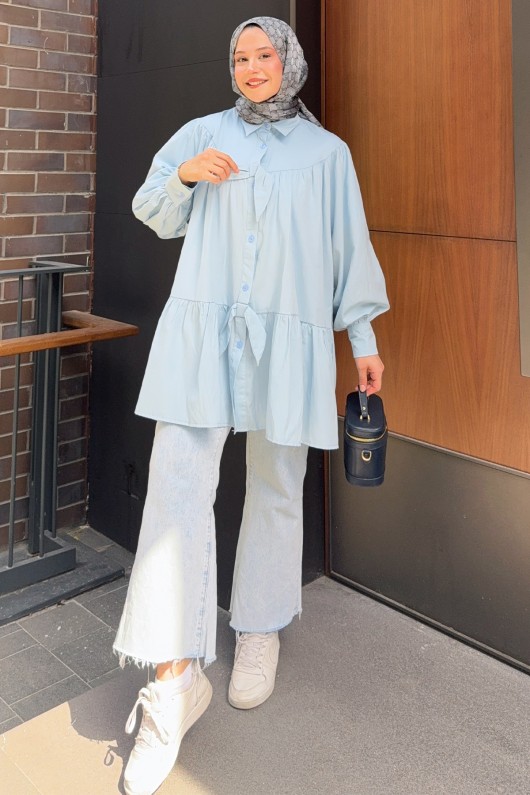 Fiyonklu Mevlana Tunik 6263 - BEBE MAVİSİ