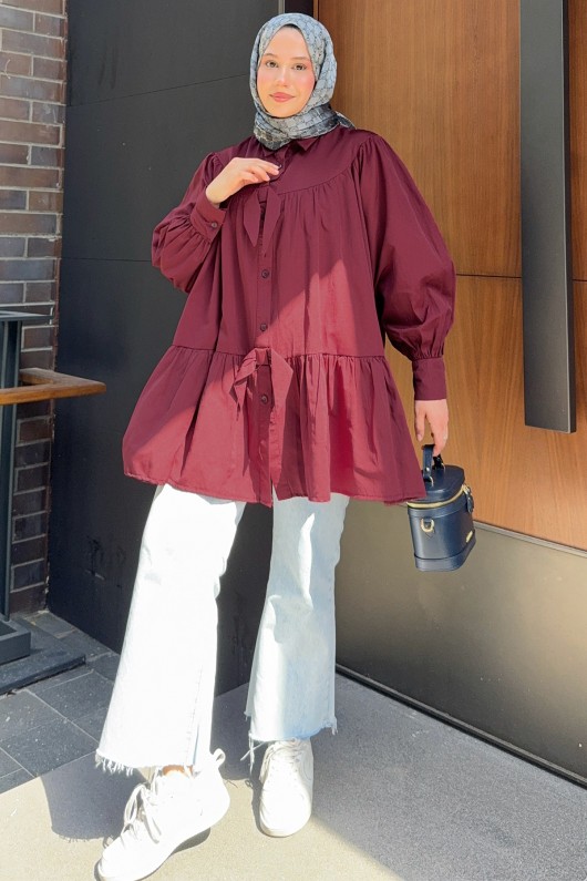 Fiyonklu Mevlana Tunik 6263 - BORDO