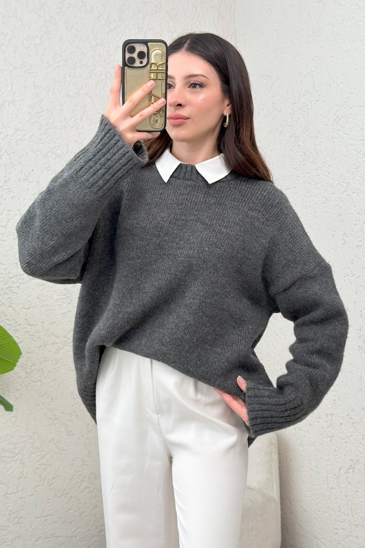 Salaş Örme Triko Kazak 70117 - ANTRASİT