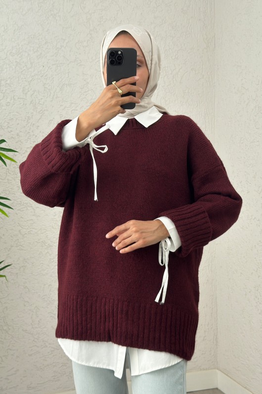 Salaş Örme Triko Kazak 70117 - BORDO