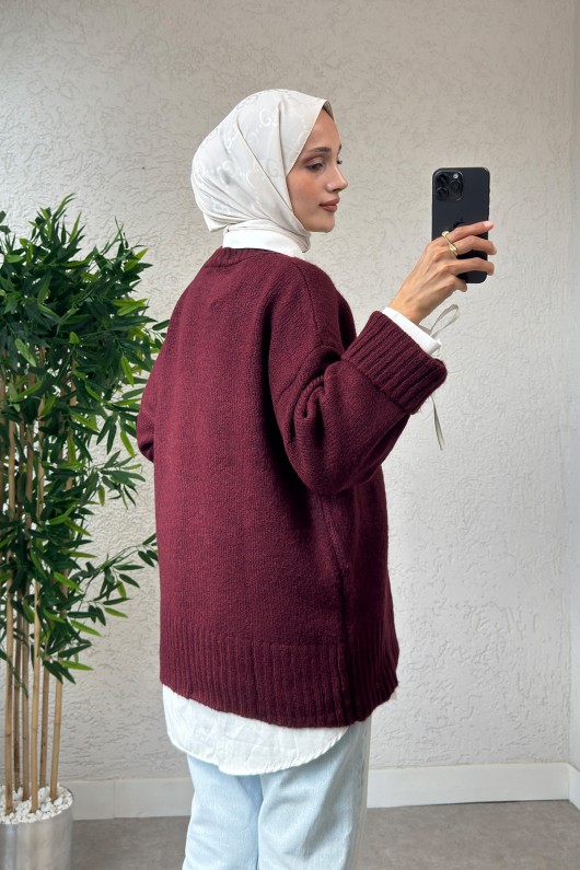 Salaş Örme Triko Kazak 70117 - BORDO