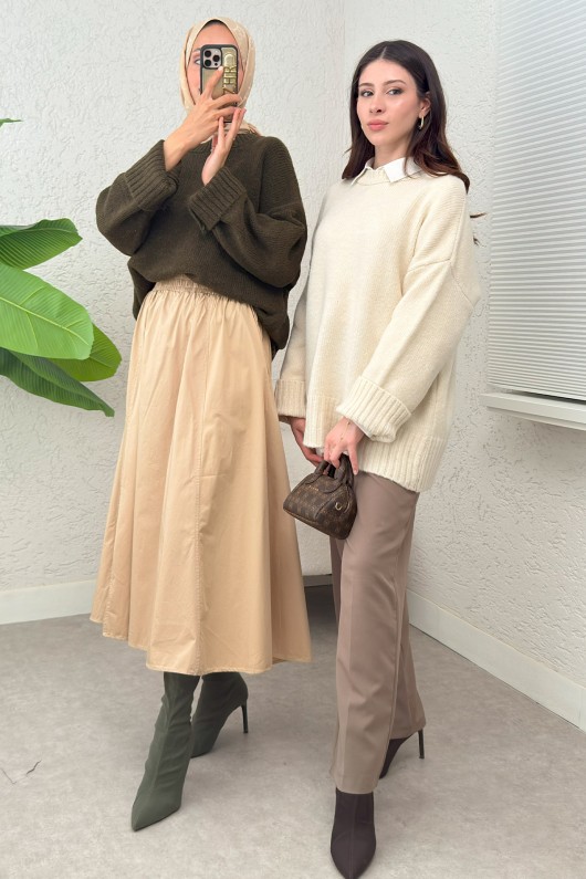 Salaş Örme Triko Kazak 70117 - EKRU