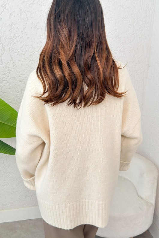 Salaş Örme Triko Kazak 70117 - EKRU